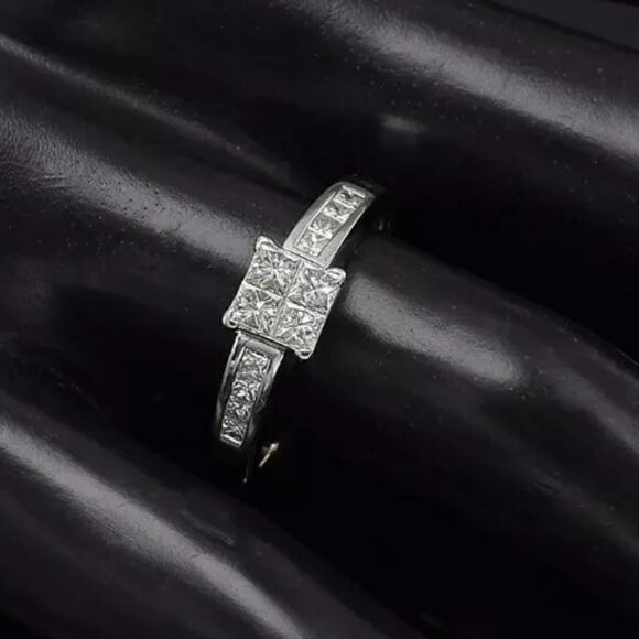 14K WG 1.00 Carat Square Cut Diamond Engagement Ring w/ $3,500 Appraisal - Picture 6 of 11